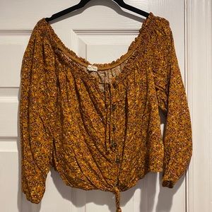 Off The Shoulder Long Sleeve Floral Top